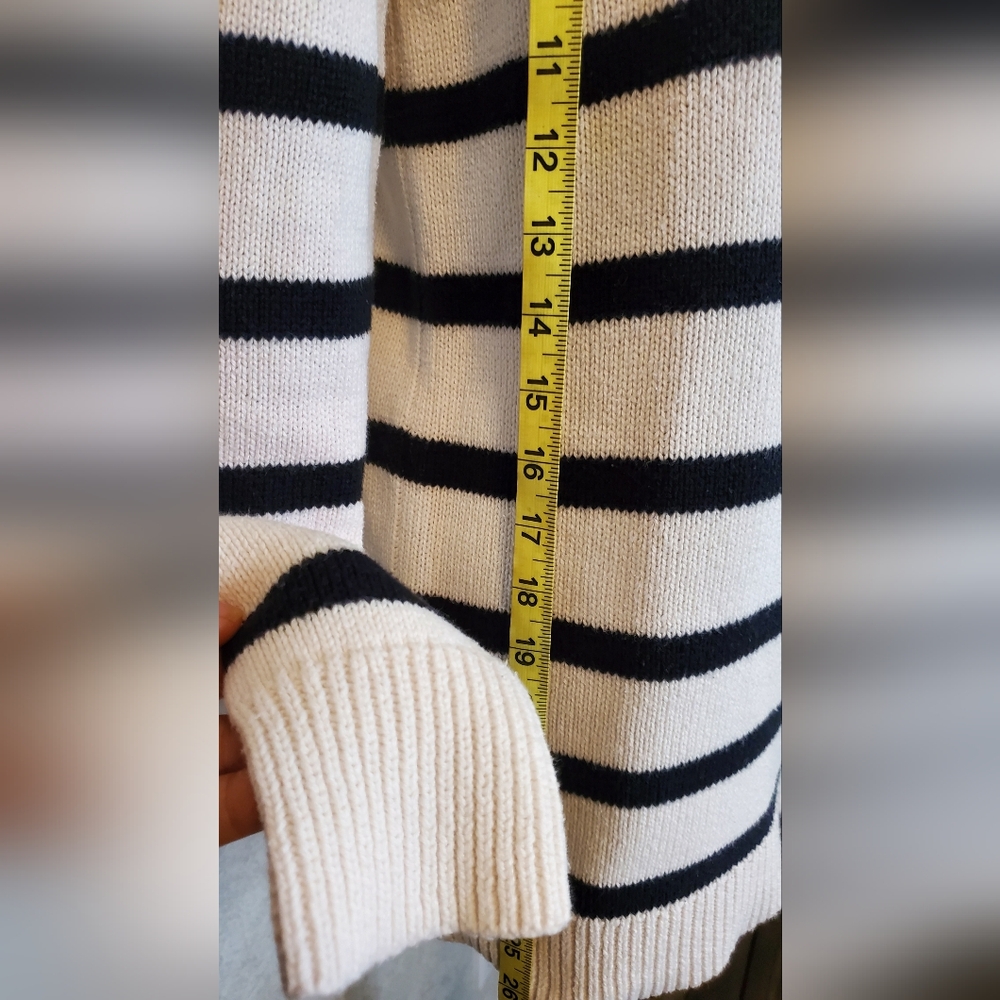 Market & Spruce Black and White Striped Sweaterack Size:S - Picture 5 of 11